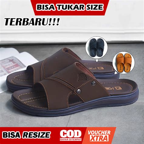 Jual Sandal Selop Cowok Sandal Slop Kulit Pria Model Slide Sendal