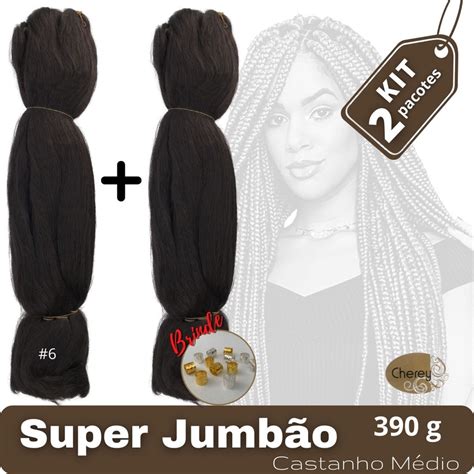 Kit 2 Super Jumbos Cherey Cor 6 Castanho Médio 390 Gramas Para