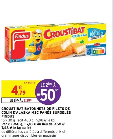 Promo CROUSTIBAT BÂTONNETS DE FILETS DE COLIN D ALASKA MSC PANÉS