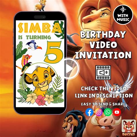 Lion King Birthday Party Invitation Video Lion King Jungle Birthday