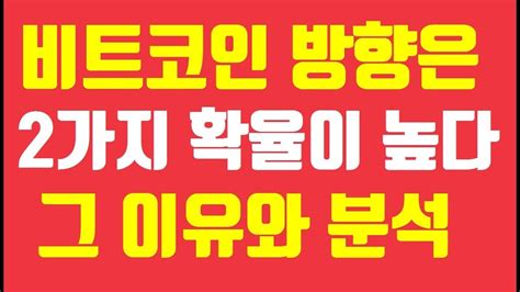 비트코인 향후 방향은 2가지로 보입니다 그 이유와 분석을 알려 드립니다 암호화폐 가상화폐 전망 이더리움 리플코인