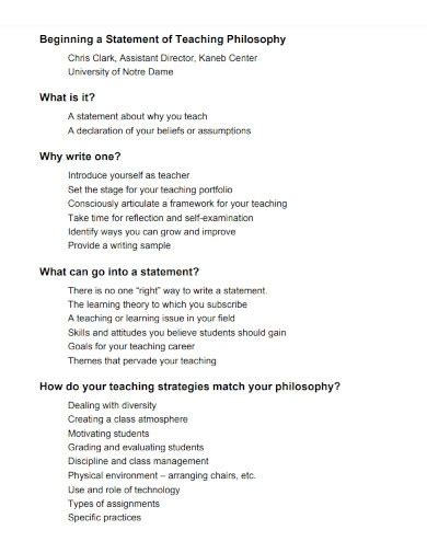 Teaching Philosophy Examples Format Pdf