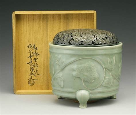 A Longquan Celadon Molded Tripod Censer Southern Song Dynasty