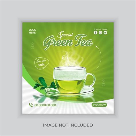 Premium Vector Premium Vector Green Tea Social Media Post Design Template