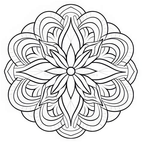 Empty Flower Mandala Coloring Page With Thick Impasto Style Stock