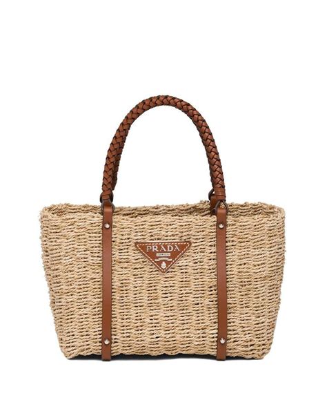 Prada Woven Raffia Tote In Natural Lyst