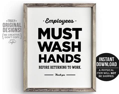 Printable Employees Must Wash Hands Bathroom Sign Instant Etsy Wash