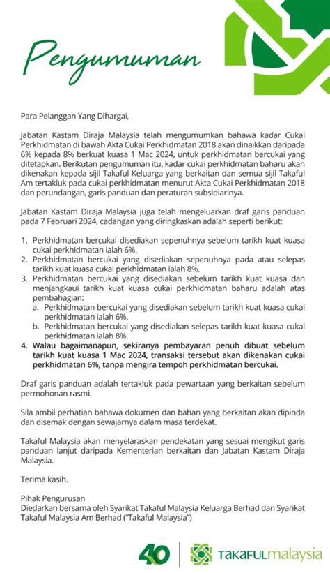 Kadar Cukai Perkhidmatan Baharu