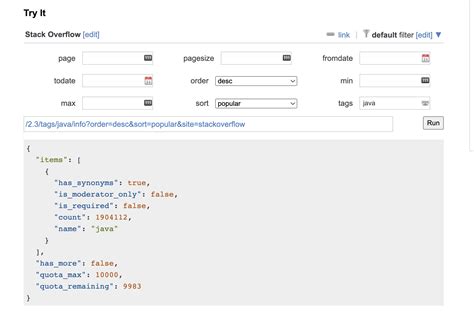 How Can I Get Information Of A Tag With The Stack Exchange Api Meta