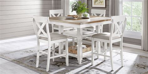 Spring Cottage 5 Pc White Colorswhite Dining Room Set With Counter Height Dining Table Counter