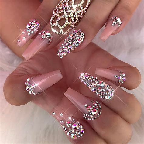 130 Elegant Rhinestones Coffin Nails Designs