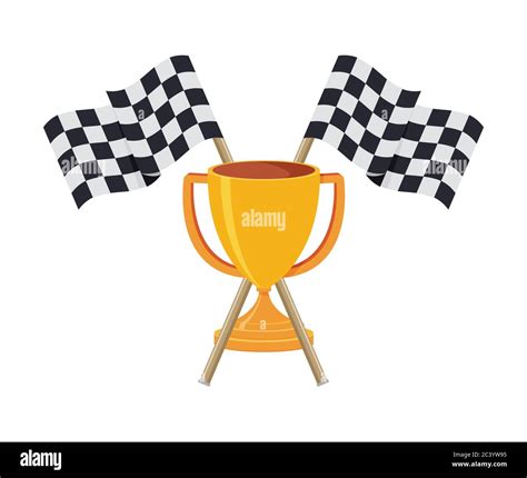 Two Crossed Checkered Racing Flags In Flat Style Vector Illustration