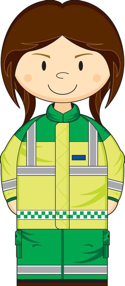 Cute Cartoon British Ambulance Woman Paramedic Vector Art At