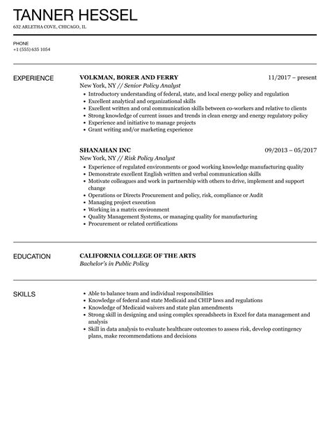 Policy Analyst Resume Samples Velvet Jobs