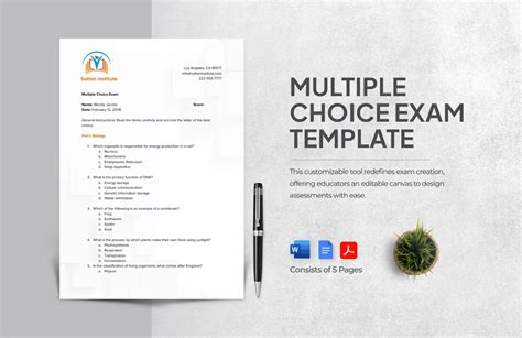 Exam Word Template in Word, PDF, Google Docs - Download | Template.net