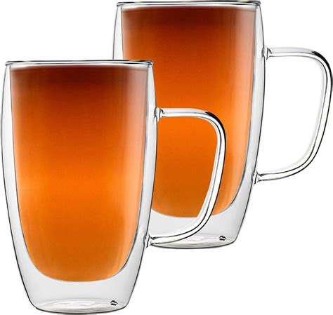 Amazon Double Walled Glass Coffee Cups Set Of Large Glass Tea