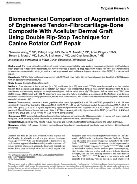 PDF Biomechanical Comparison Of Augmentation Of Engineered Tendon