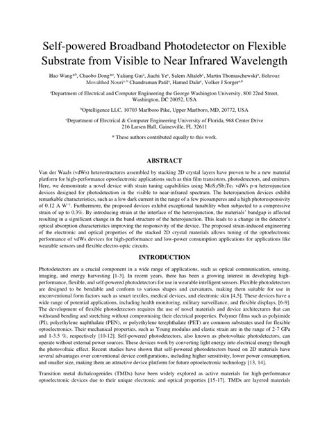 Pdf Self Powered Broadband Photodetector On Flexible Substrate From