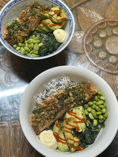 Baked Teriyaki Salmon Poke Bowl Cook Snap Win