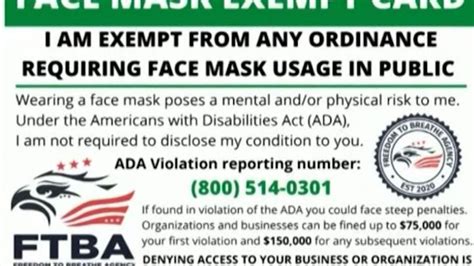 Health Officials Warn Of Fake Face Mask Exemption Cards