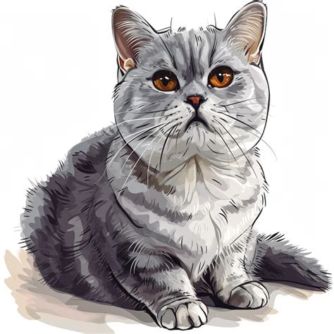 Una Ilustraci N Con Un Gato Gris Con Ojos Naranjas En El Estilo De