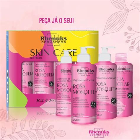 Kit Skin Care Facial Rosa Mosqueta Para Tratamento De Pele Rhenuks