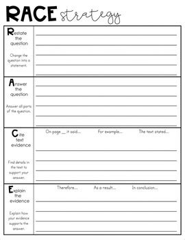 Race Strategy Graphic Organizer By Pamela Almaguer Tpt