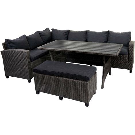 Poly Rattan Garnitur HHG 080 Garten Lounge Set Sitzgruppe Spun Poly