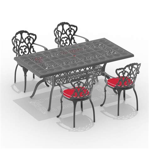 Runesay Piece Set Of Cast Aluminum Patio Outdoor Dining Set With