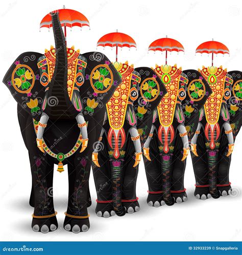 Decorated Elephant Of South India Stock Vector Illustration Of Design