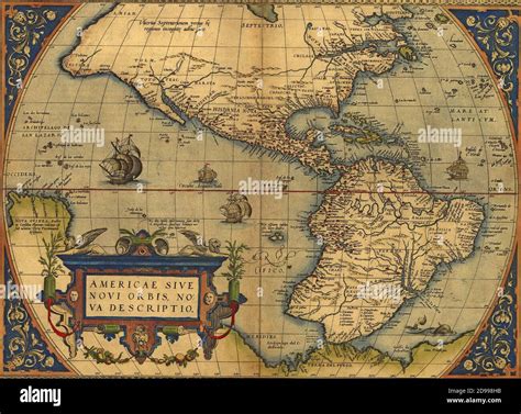 Mapa Antiguo De Am Rica Del Norte Y Del Sur Por Abraham Ortelius