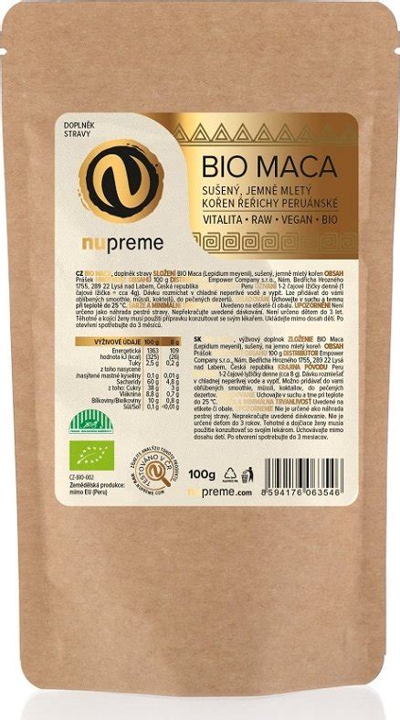 Nupreme Maca BIO 100 g od 89 Kč Zbozi cz