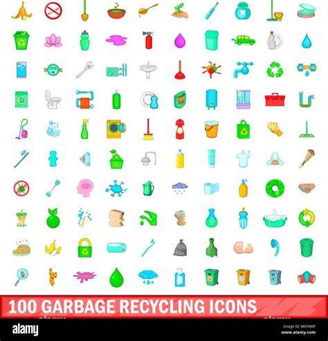 Garbage Recycling Icons Set Cartoon Style Stock Vector Image Art