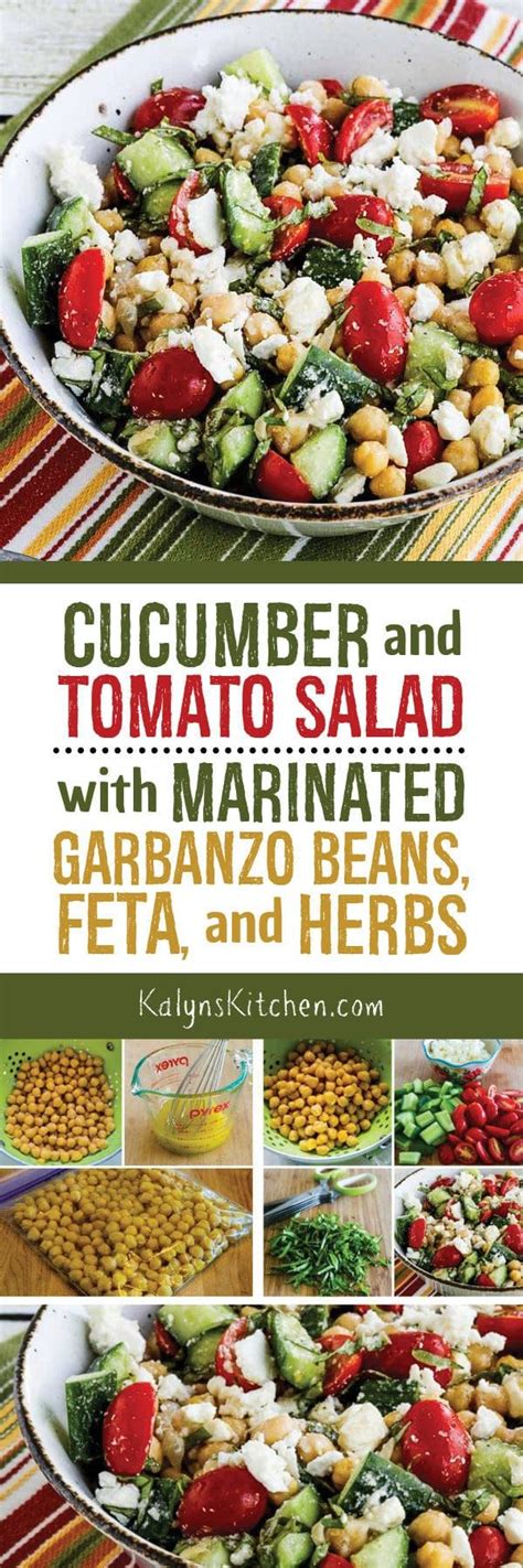 Cucumber And Tomato Salad With Marinated Garbanzo Beans Feta And