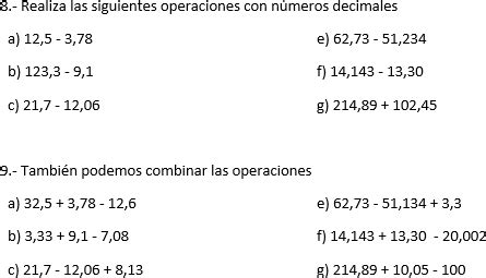 N Meros Decimales Sumas Restas Y Multiplicaci N De N Meros Decimales