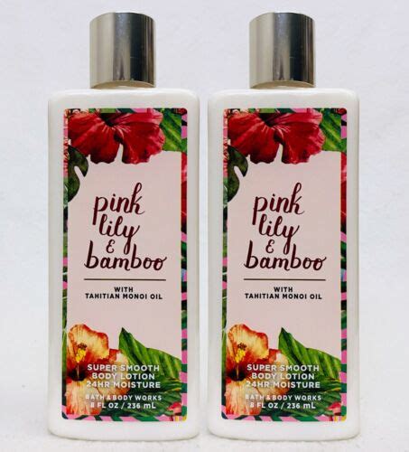 2 Bath And Body Works Pink Lily Bamboo 24hr Moisture Body Lotion Cream 8