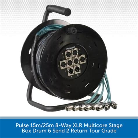 Pulse 15m 25m 8 Way XLR Multicore Stage Box Drum 6 Send 2 Return Tour