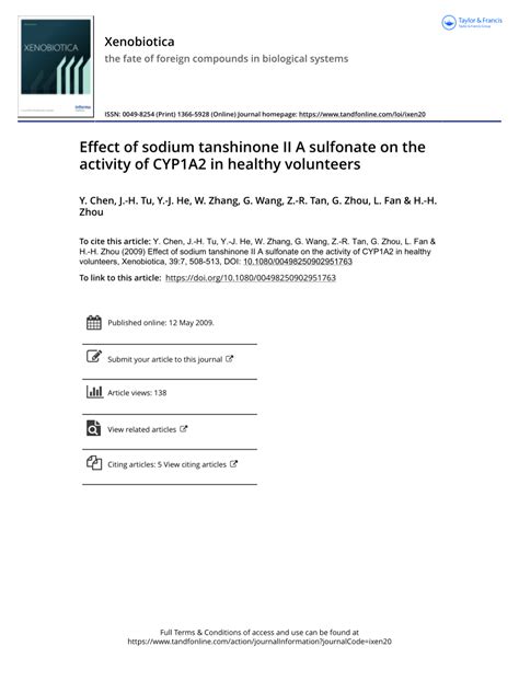 PDF Effect Of Sodium Tanshinone II A Sulfonate On The Activity Of