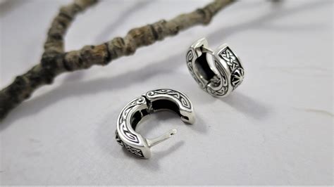 Huggie Hoop Earrings Sterling Silver Pagan Jewelry Viking Etsy