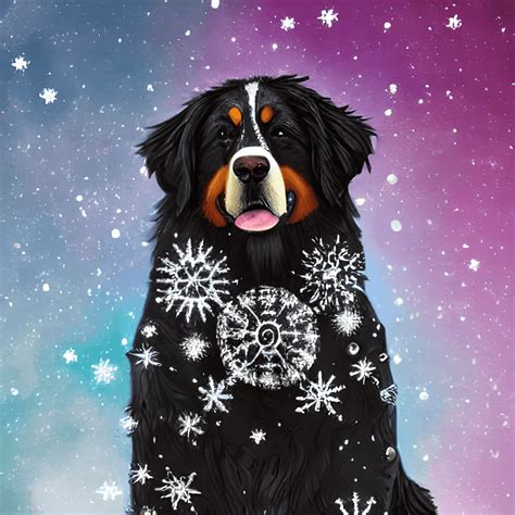 Digital Painting Of A Whimsical Bernese Mountain Dog · Creative Fabrica