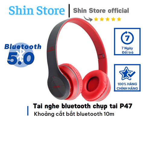 Tai Nghe Chụp Tai P47 Bluetooth 50 Không Dây Có Mic Có âm Bass Và Khe