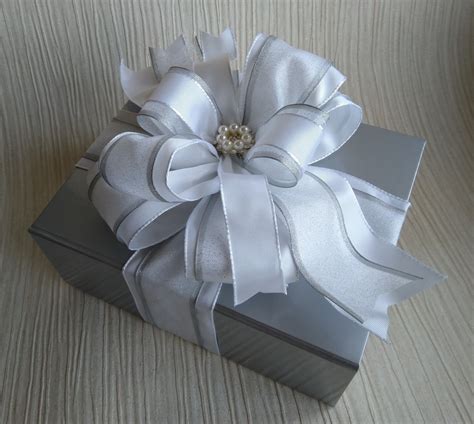 White And Silver T Bow Available With Matching Wrapped T Box