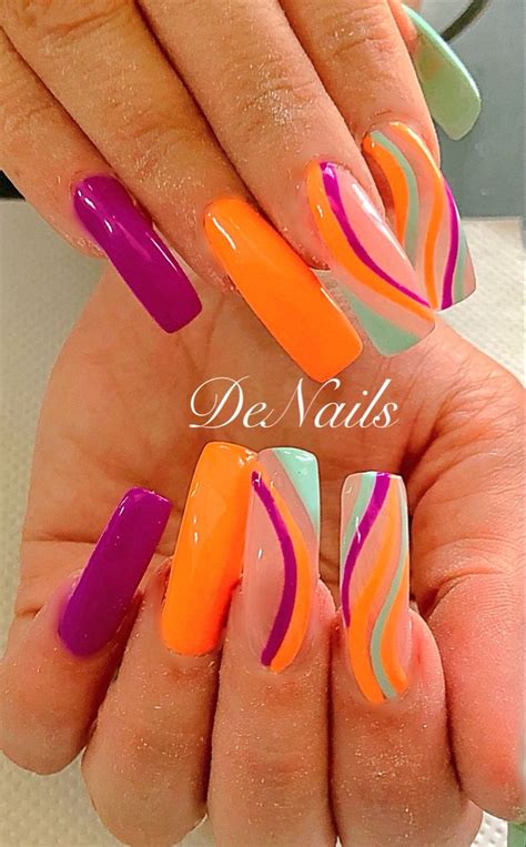 Summer Colour Square Nails 💅🏻 In 2024 Classy Acrylic Nails Fancy Nails Designs Pretty Nail