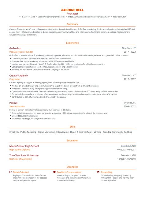 Podcaster Resume Examples Guide For