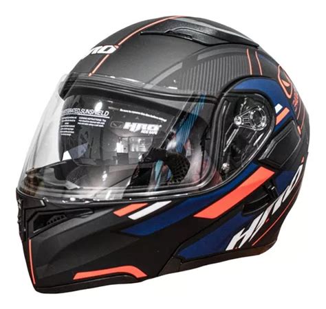 Casco Abatible Hro C Luz Hachi Naranja