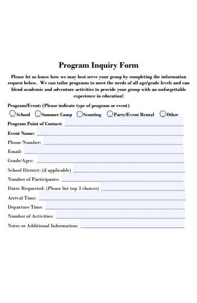 FREE 50 Inquiry Forms In PDF MS Word Doc