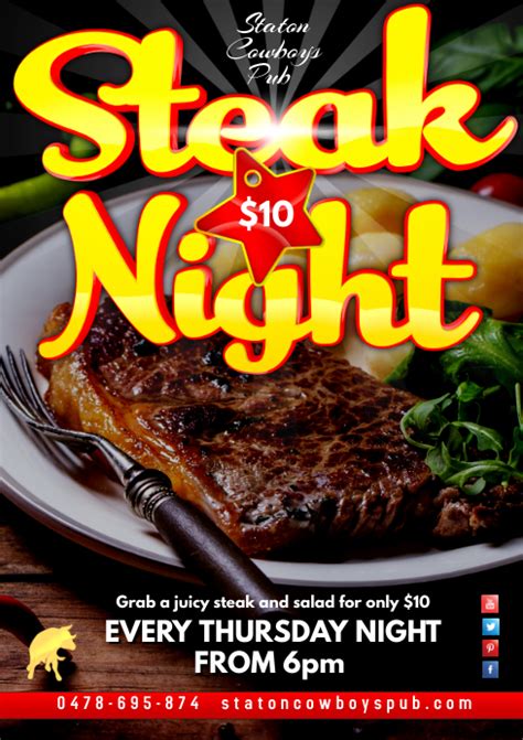 Steak Night Poster Template Postermywall