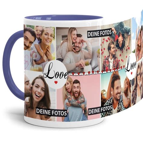 Fototasse Love Zum Selbst Gestalten Mit Fotos In Blau Tasse