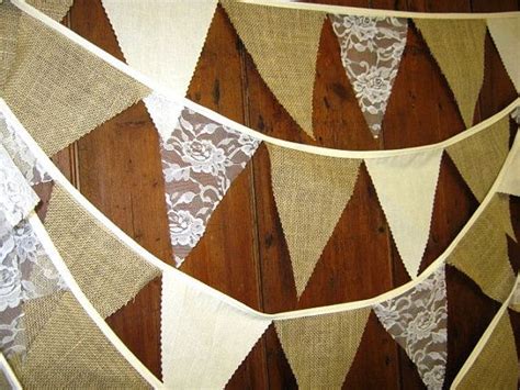 Natural Hessian Bunting With Cream Calico Ivory Lace Natural Etsy