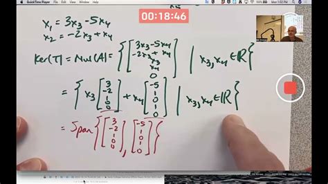 Basis For Null Space Kernel And Column Space Image Of A Matrix